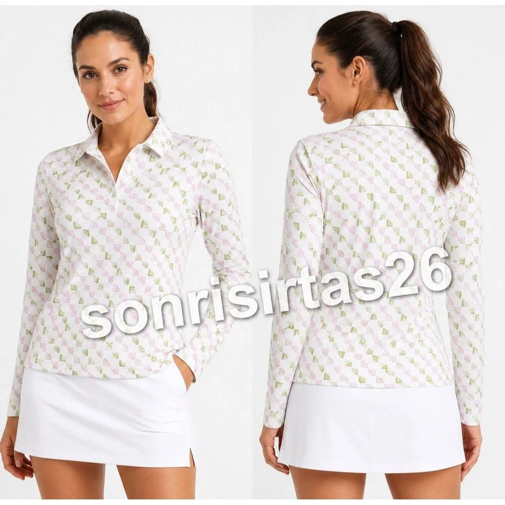 Tory Sport Logo Print Tech Pique Cool Max Rare Polo Shirt XS Long Sleeve Golf